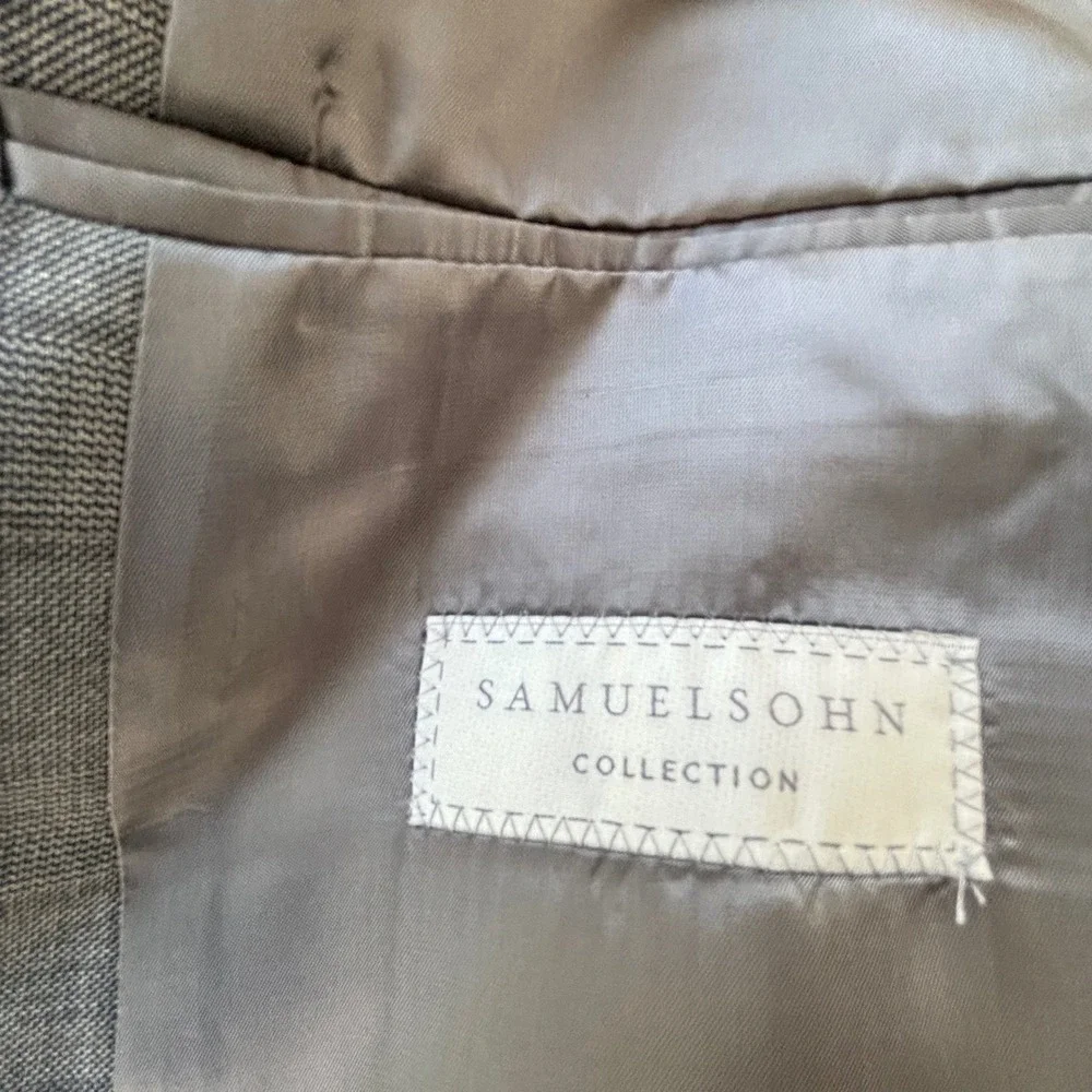 Samuelsohn Suit 50R 44x31+ Gray Super 110s Wool Glen Plaid Canada Luxury Classic